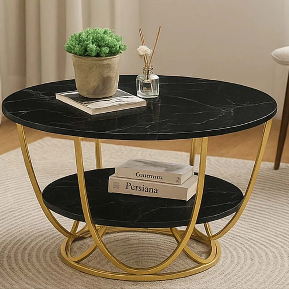 Online Decor Shoppee Engineered Wood Coffee Table (Finish Color - Black, Pre-assembled)