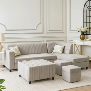 WAKESURE Premium Quality RHS Velvet Fabric 3 + 2 + 2 + 1 Sofa Set (Light Grey, DIY(Do-It-Yourself))