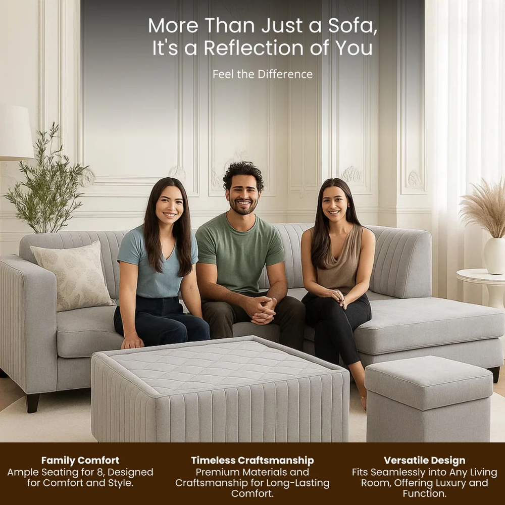 WAKESURE Premium Quality RHS Velvet Fabric 3 + 2 + 2 + 1 Sofa Set (Light Grey, DIY(Do-It-Yourself))