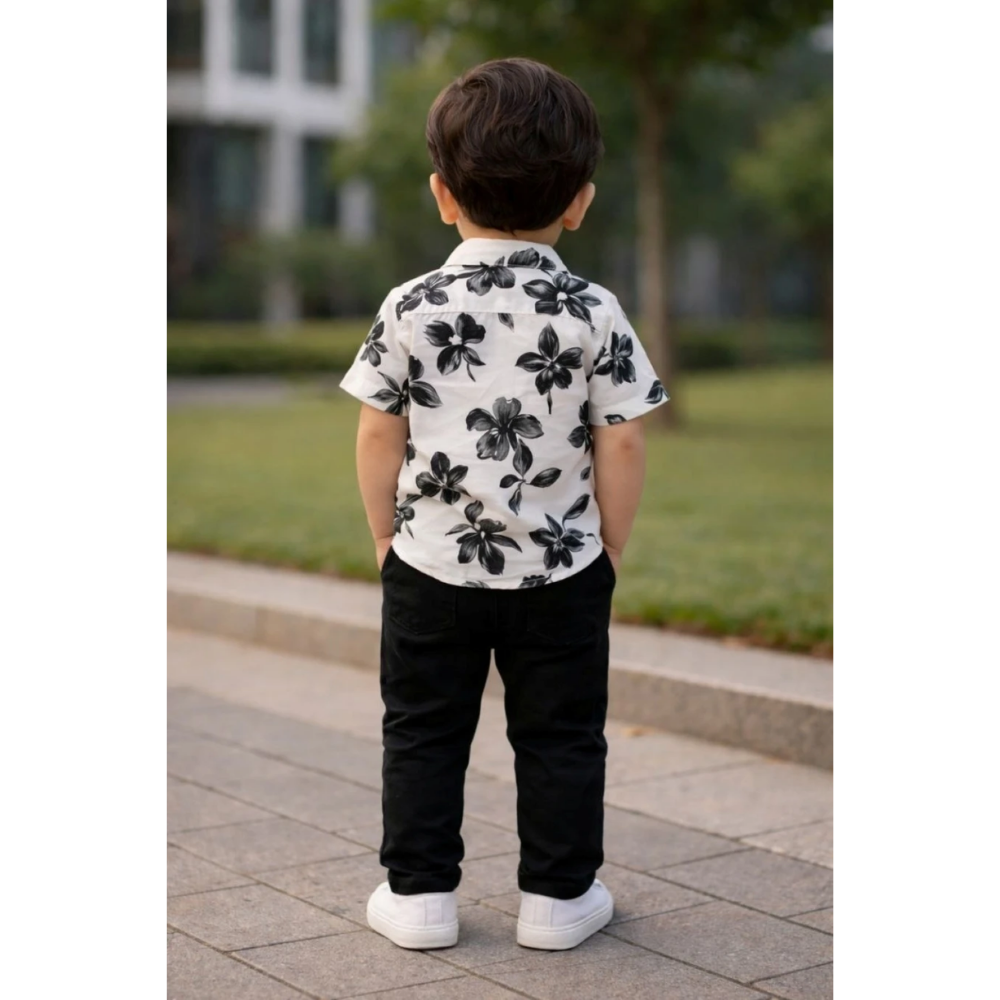 Fastdeal Boys Casual Shirt Pant (Black)