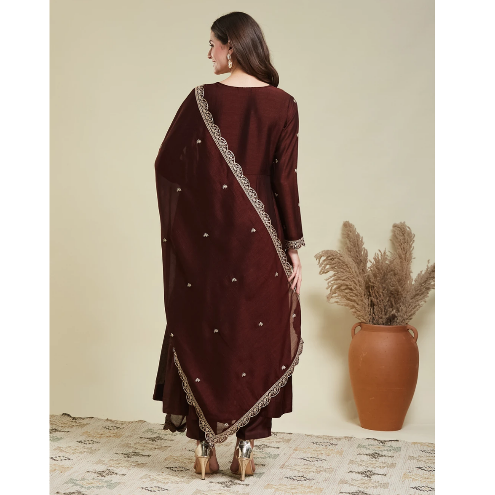 MOKOSH Women Silk Blend Kurta Pant Dupatta Set