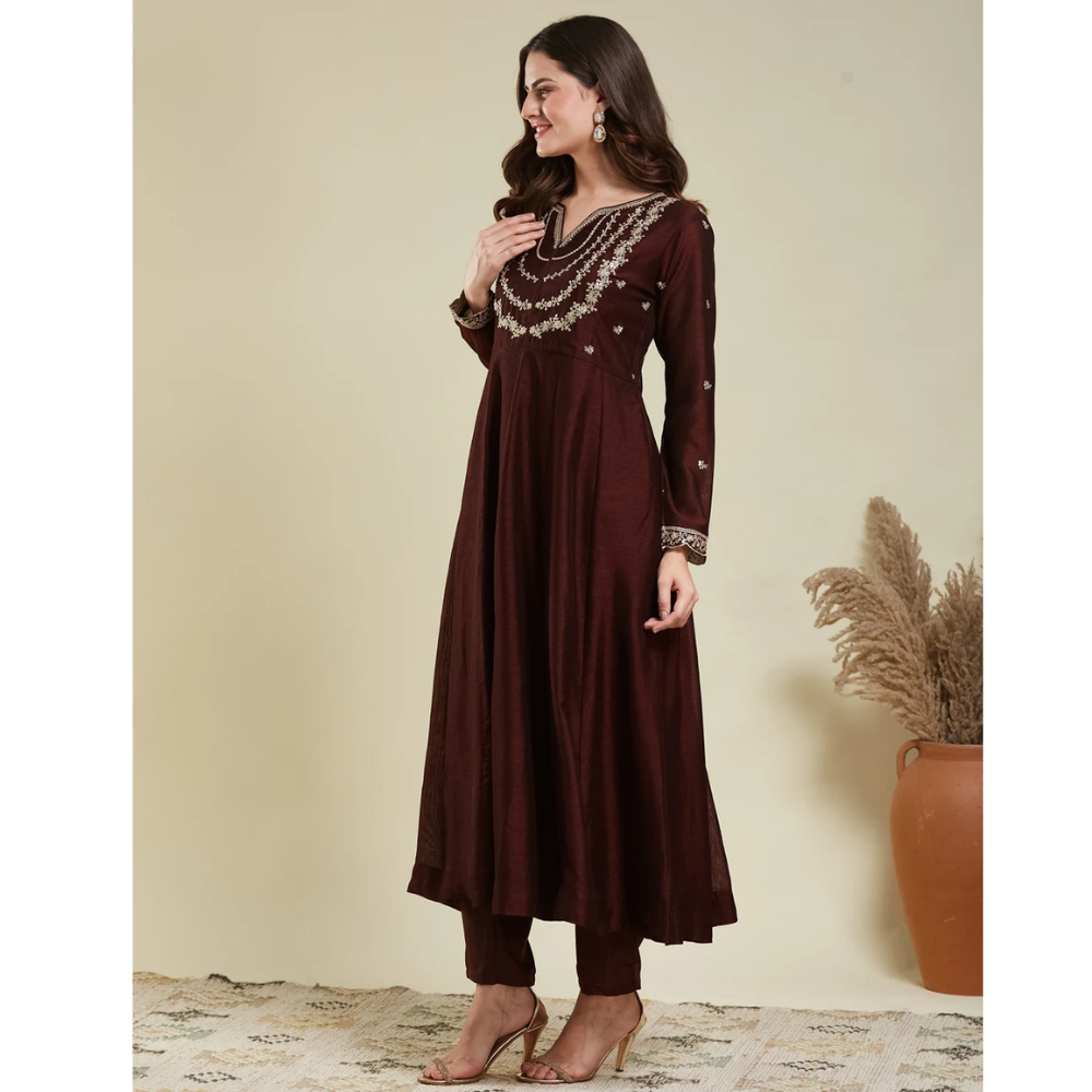 MOKOSH Women Silk Blend Kurta Pant Dupatta Set