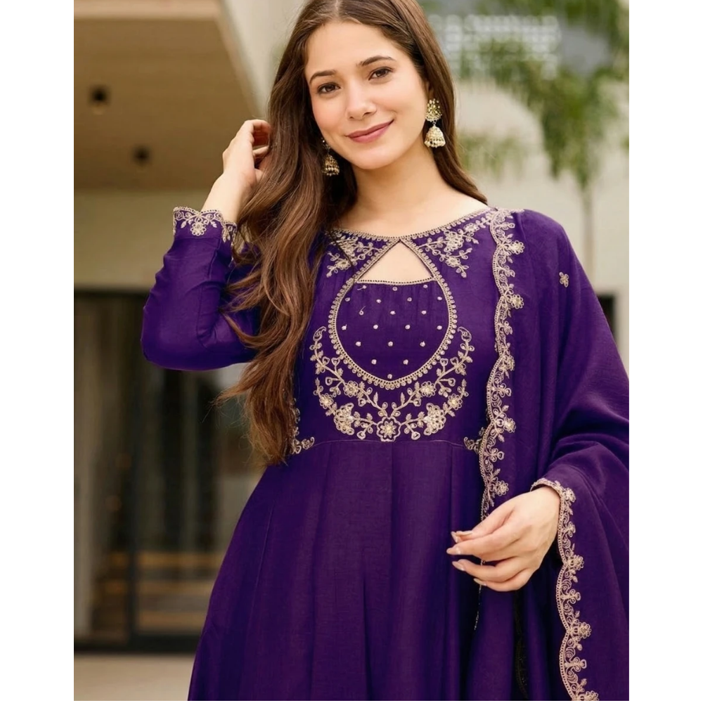 indilook Women Art Silk Kurta Pant Dupatta Set