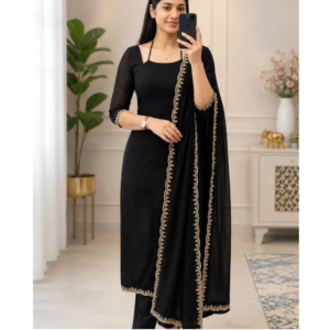KROLIANT Solid Kurta, Palazzo & Dupatta Set