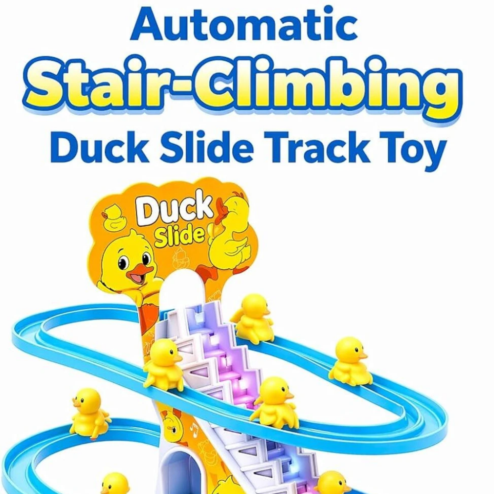 J K INTERNATIONAL Duck Slide Set Toy for Kids Automatic Stair Climbing Track (Multicolor)
