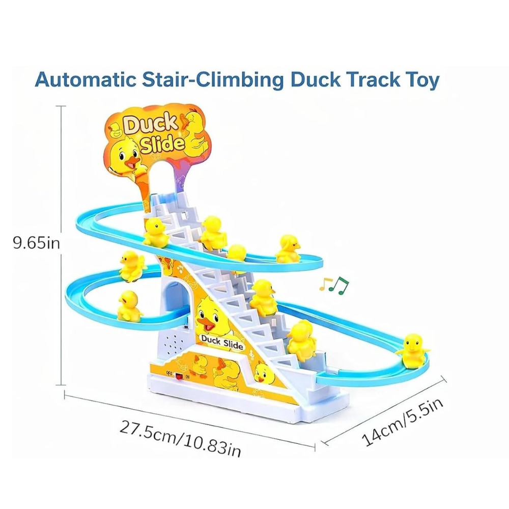 J K INTERNATIONAL Duck Slide Set Toy for Kids Automatic Stair Climbing Track (Multicolor)