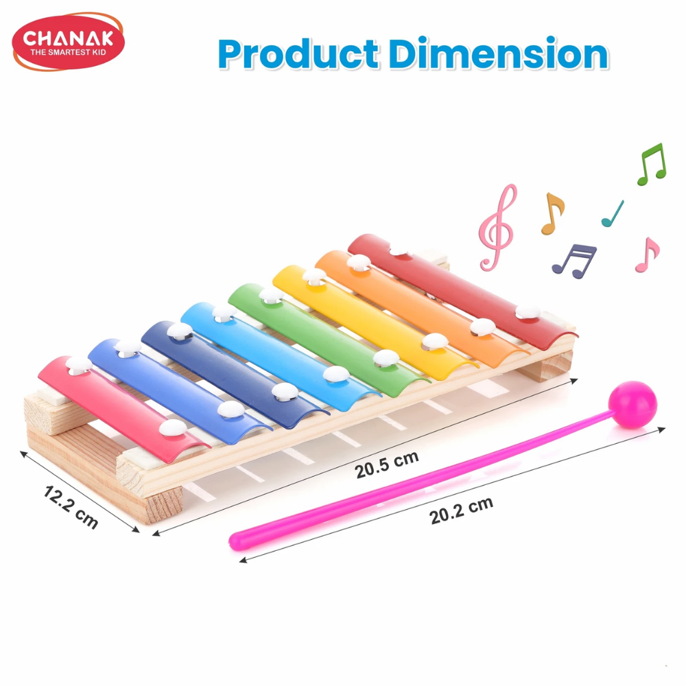 CHANAK Musical Xylophone Little Toy, Wooden and Steel Xylophone (Multicolor)
