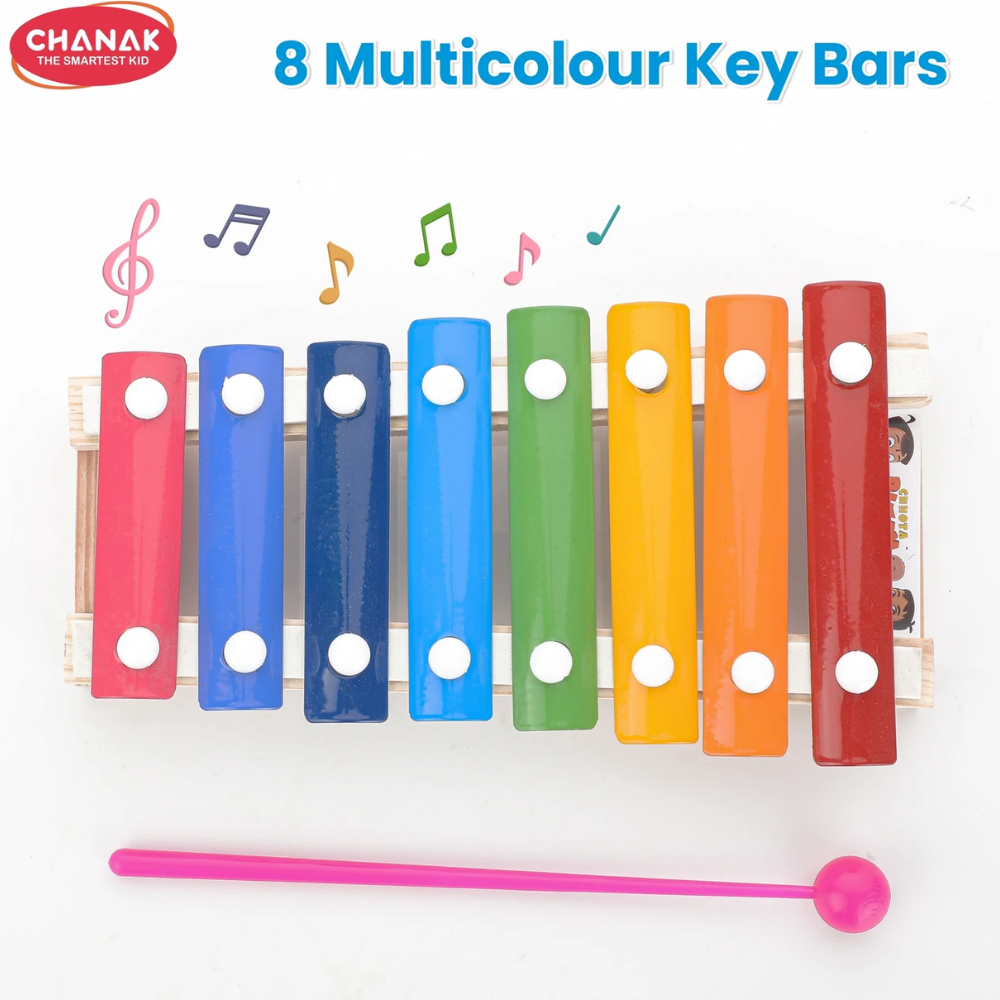 CHANAK Musical Xylophone Little Toy, Wooden and Steel Xylophone (Multicolor)