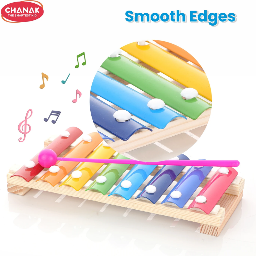 CHANAK Musical Xylophone Little Toy, Wooden and Steel Xylophone (Multicolor)