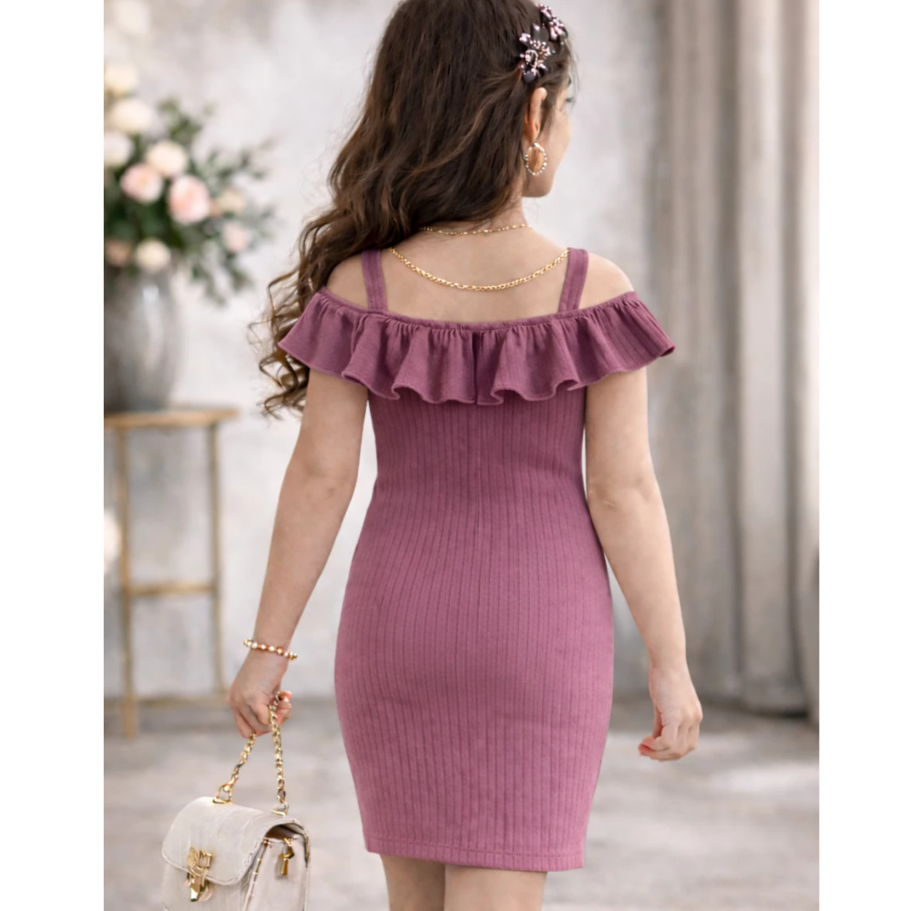 YCT Girls Above Knee Party Dress (Multicolor, Sleeveless)