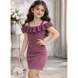 YCT Girls Above Knee Party Dress (Multicolor, Sleeveless)
