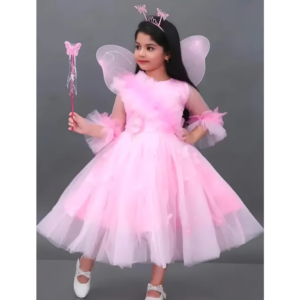 BLFASHIONBAZAR Girls Maxi/Full Length Party Dress (Pink, 3/4 Sleeve)