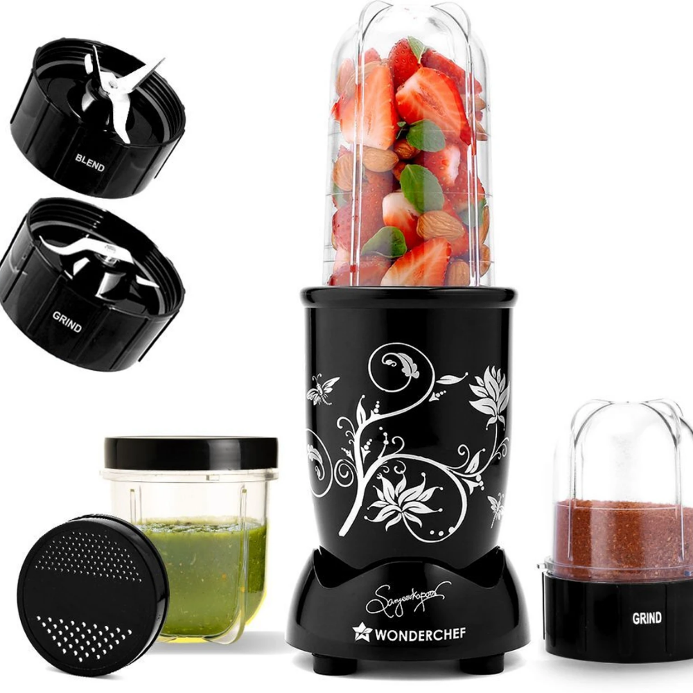 WONDERCHEF 22000 RPM 500 W Juicer Mixer Grinder (Nutri-blend | 3 Jars | 2 Years Warranty | Black)