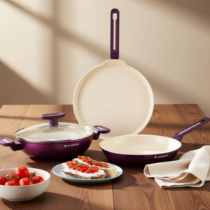 WONDERCHEF Bellagio Induction Bottom Non-Stick Coated Cookware Set (Aluminium, 4 – Piece)