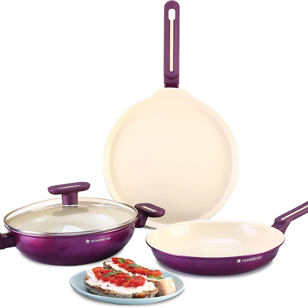 WONDERCHEF Bellagio Induction Bottom Non-Stick Coated Cookware Set (Aluminium, 4 - Piece)